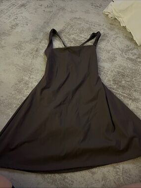 Simple A-Line Slip Dress in Dark Brown